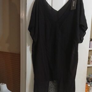 Black V-Neck Embroidered Women’s Top by